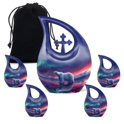 Large Polar Bear Urn, Cross Drop design.