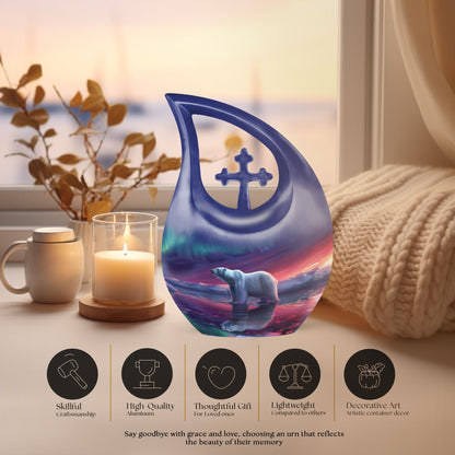 Large Polar Bear Urn, Cross Drop design.