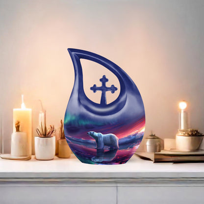 Large Polar Bear Urn, Cross Drop design.
