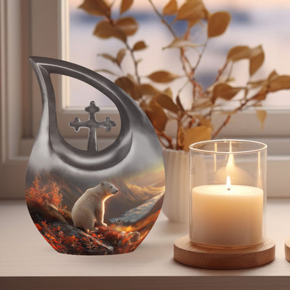 Affordable Aluminium Cross Drop Polar Bear Urn