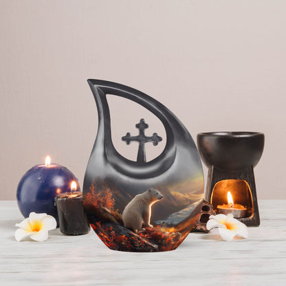 Affordable Aluminium Cross Drop Polar Bear Urn