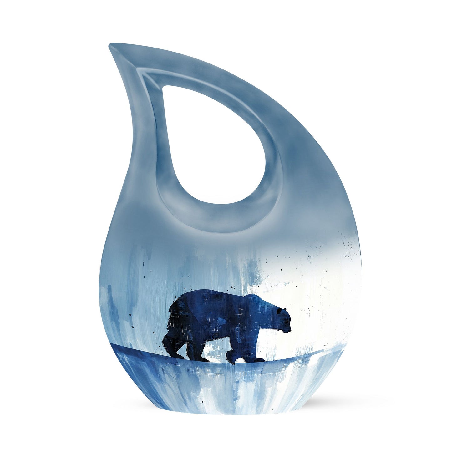 10-inch Polar Bear Urn with Cross Drop Design