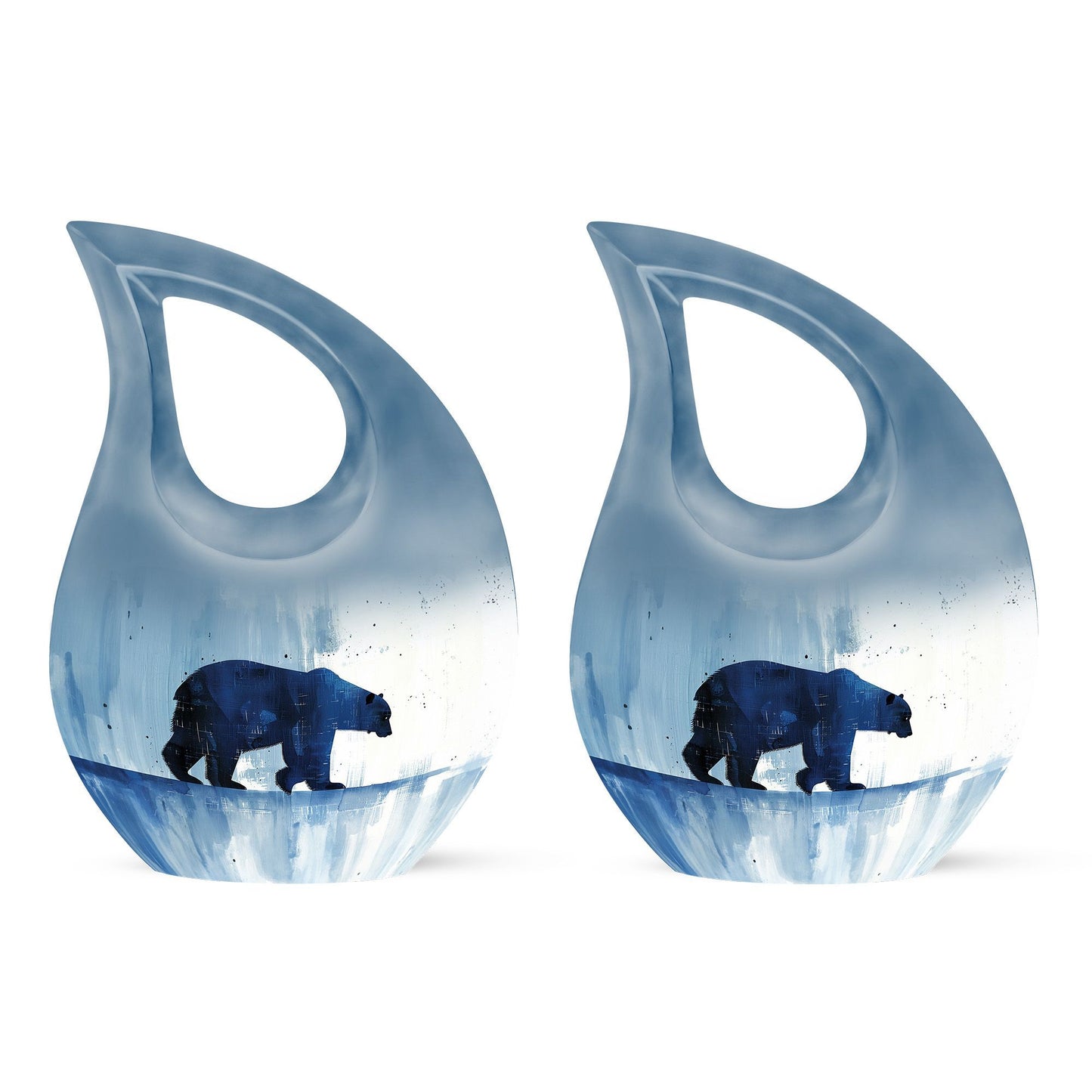 10-inch Polar Bear Urn with Cross Drop Design