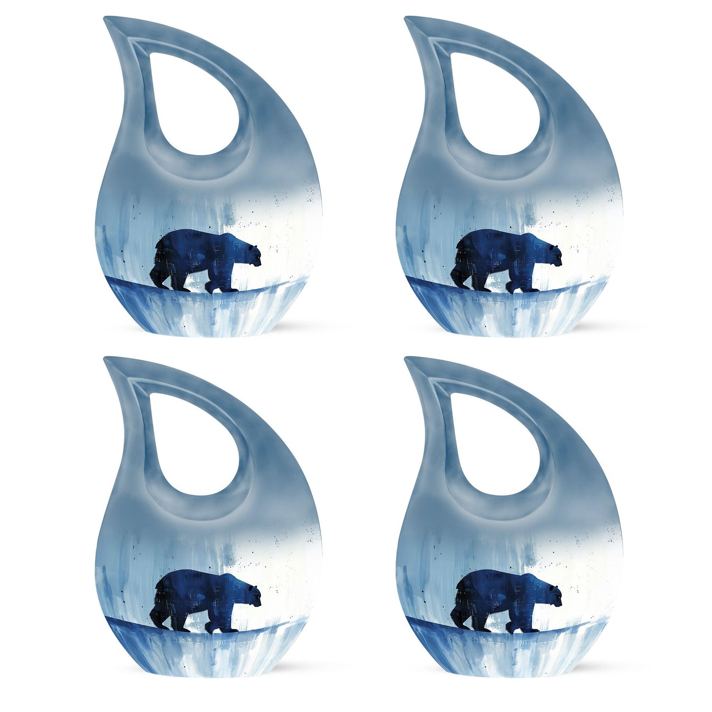 10-inch Polar Bear Urn with Cross Drop Design