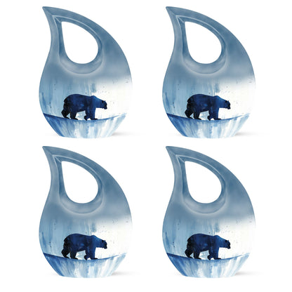 10-inch Polar Bear Urn with Cross Drop Design