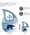 10-inch Polar Bear Urn with Cross Drop Design