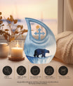 10-inch Polar Bear Urn with Cross Drop Design