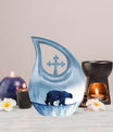 10-inch Polar Bear Urn with Cross Drop Design