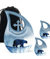 10-inch Polar Bear Urn with Cross Drop Design