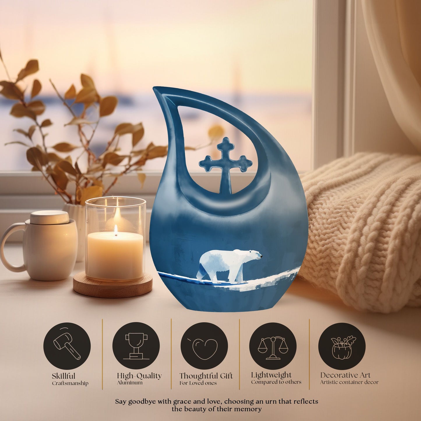 10-inch Polar Bear Memorial Ur
