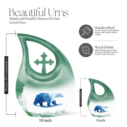 10-inch Polar Bear Memorial Urn for Ashes