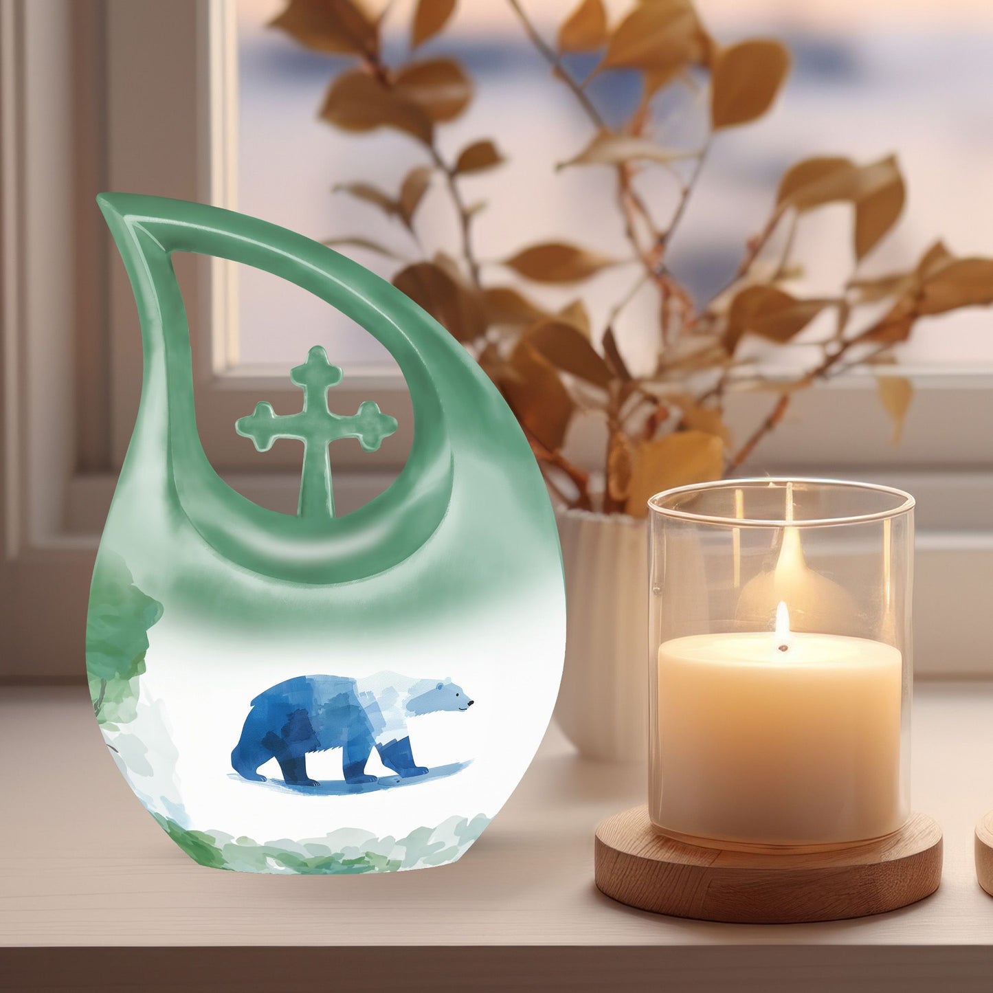 10-inch Polar Bear Memorial Urn for Ashes