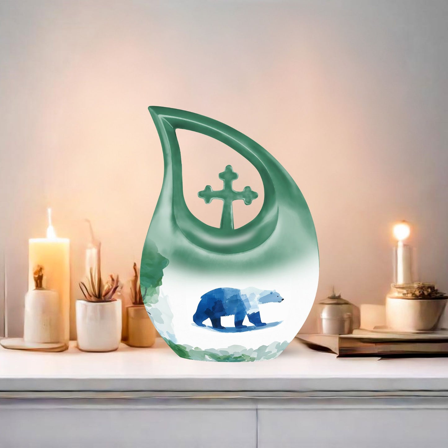 10-inch Polar Bear Memorial Urn for Ashes