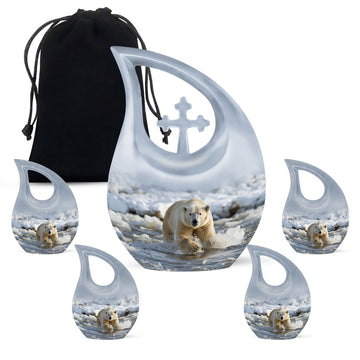 10 inch large Urn with 4 Keepsake 3 Inch Urns