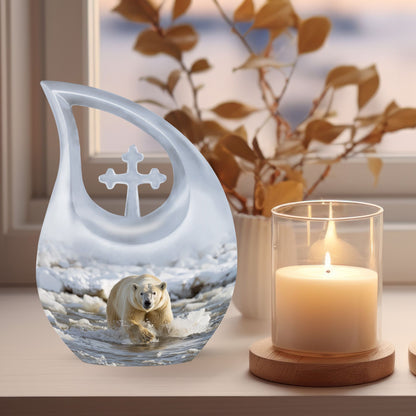 10-inch Polar Bear Mini Urn.