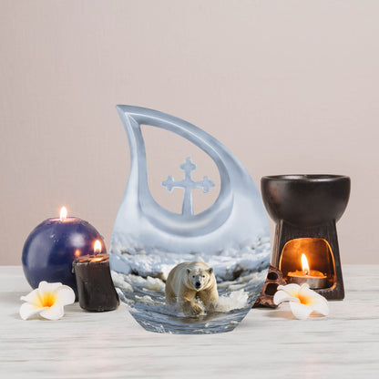 10-inch Polar Bear Mini Urn.