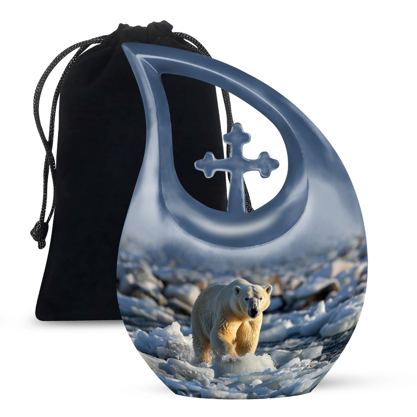 Polar Bear Themed 10 Inch Aluminium Memorial Urn