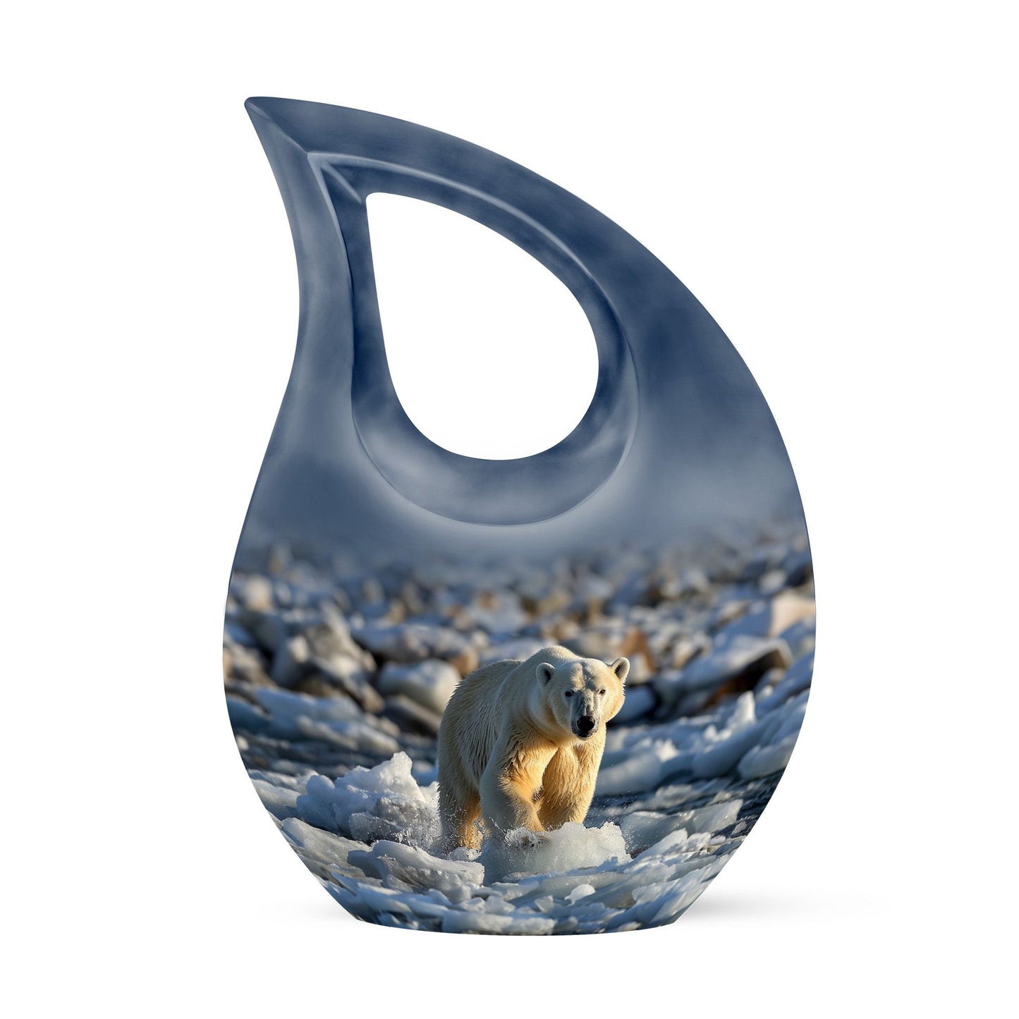 Polar Bear Themed 10 Inch Aluminium Memorial Urn