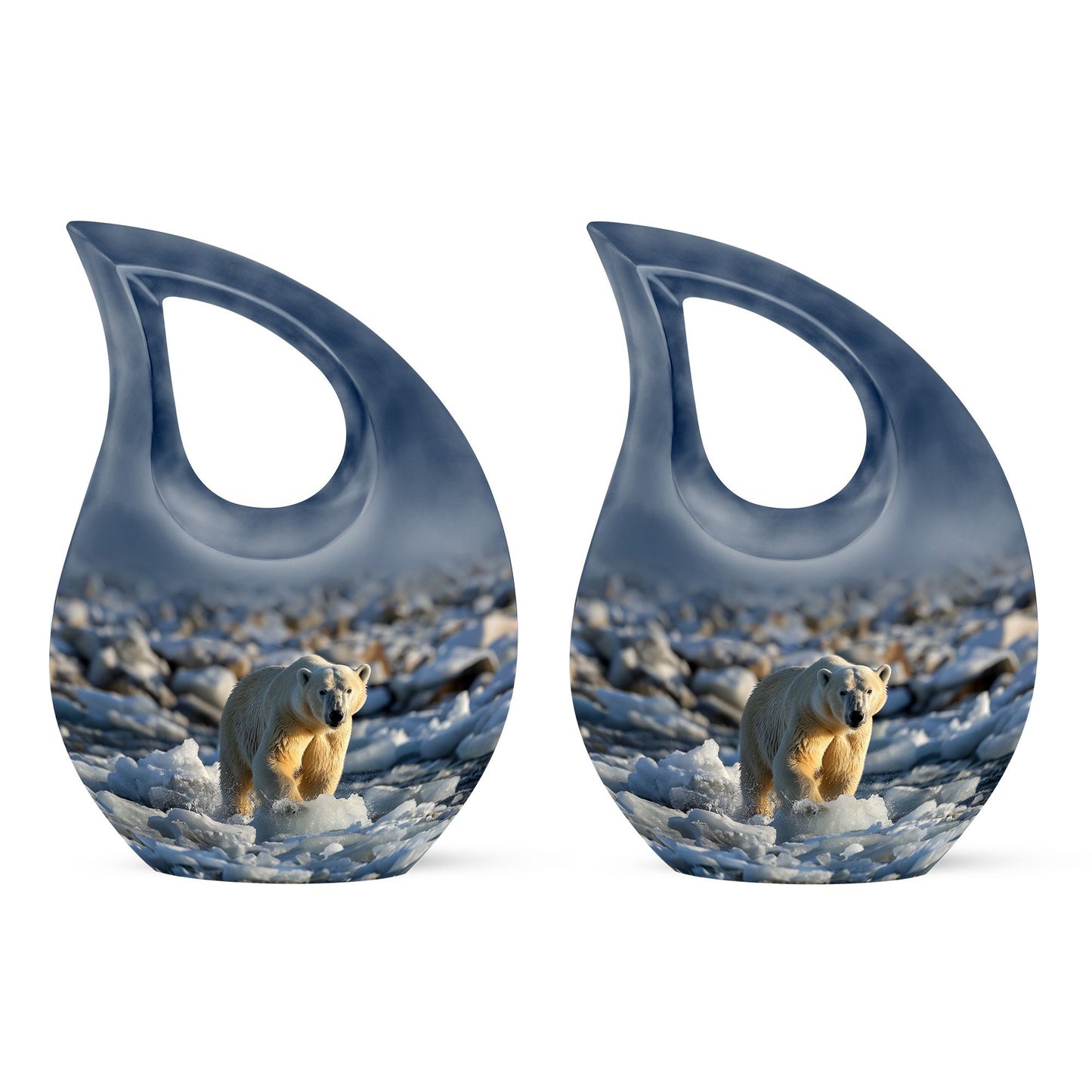 Polar Bear Themed 10 Inch Aluminium Memorial Urn