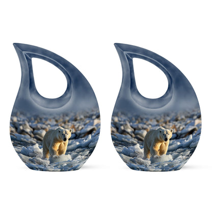Polar Bear Themed 10 Inch Aluminium Memorial Urn