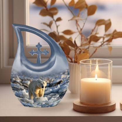 Polar Bear Themed 10 Inch Aluminium Memorial Urn