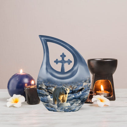 Polar Bear Themed 10 Inch Aluminium Memorial Urn