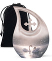 10-inch Swan Urn with Cross Drop Design