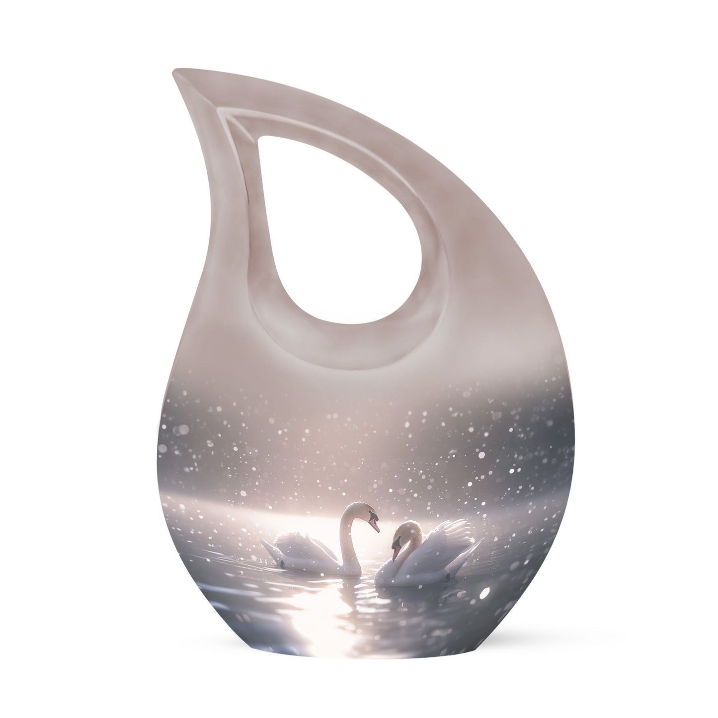 10-inch Swan Urn with Cross Drop Design