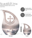 10-inch Swan Urn with Cross Drop Design