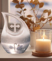 10-inch Swan Urn with Cross Drop Design