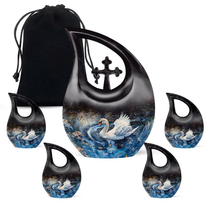 Personalized Swan Memorial Urn for Mom - 10-inch, 200 cu in - Yatskia