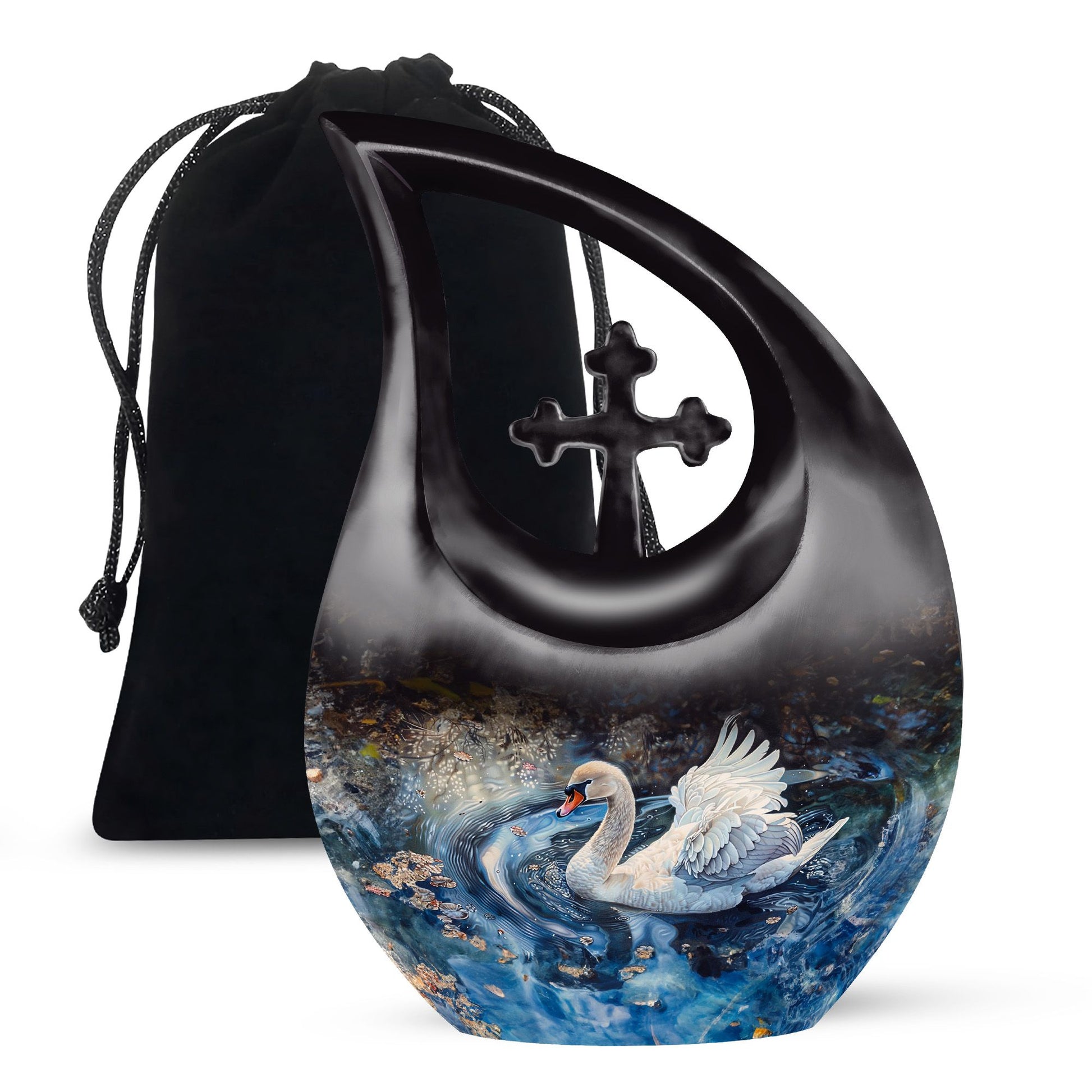 Swan Memorial Urn - Large Funeral Urns For Human Ashes For Mom or Dad