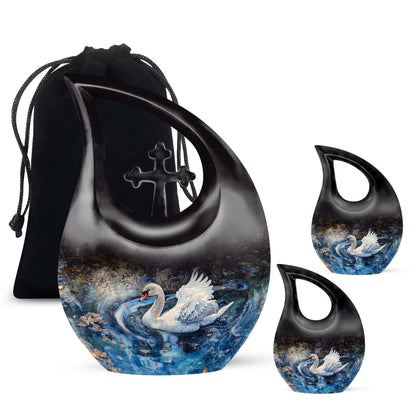 Personalized Swan Memorial Urn for Mom - 10-inch, 200 cu in - Yatskia