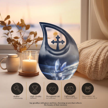 10-inch Swan Themed Cross Drop Keepsake Urn