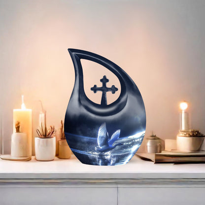 10-inch Swan Themed Cross Drop Keepsake Urn