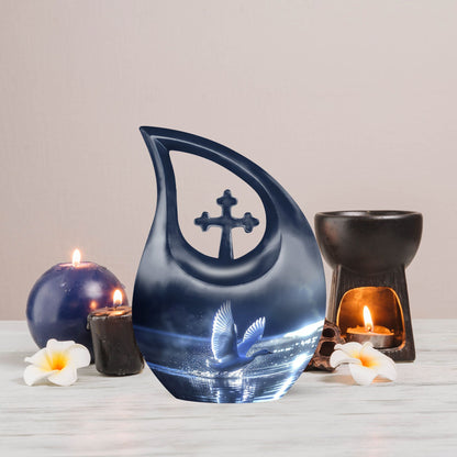 10-inch Swan Themed Cross Drop Keepsake Urn