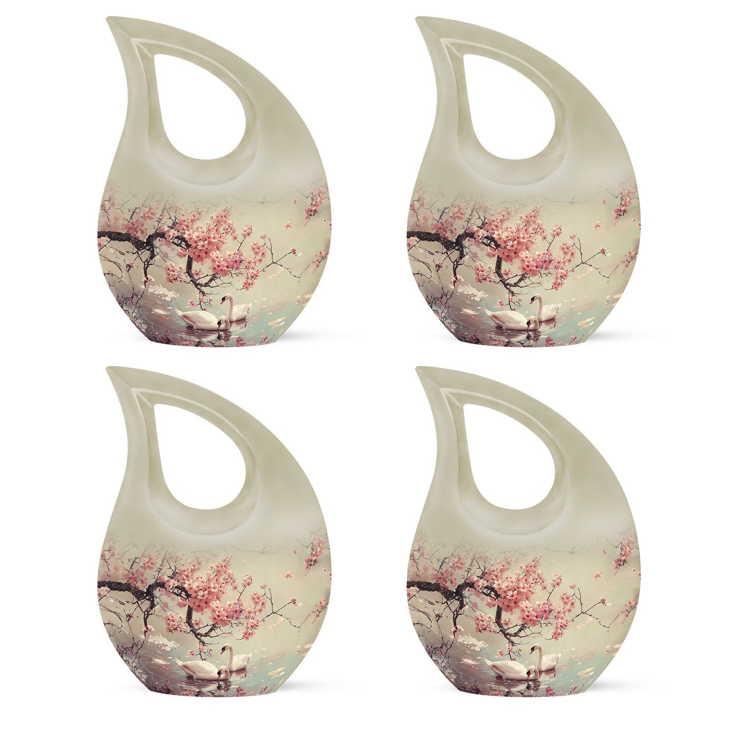 10 Inch Aluminum Swan Urn with Cross Drop Design