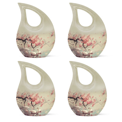10 Inch Aluminum Swan Urn with Cross Drop Design