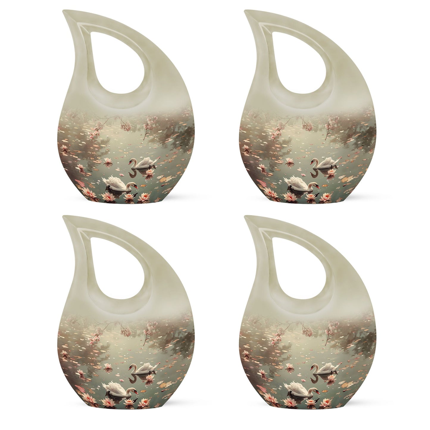10-inch Swan Urn with a Cross Drop design for ashes