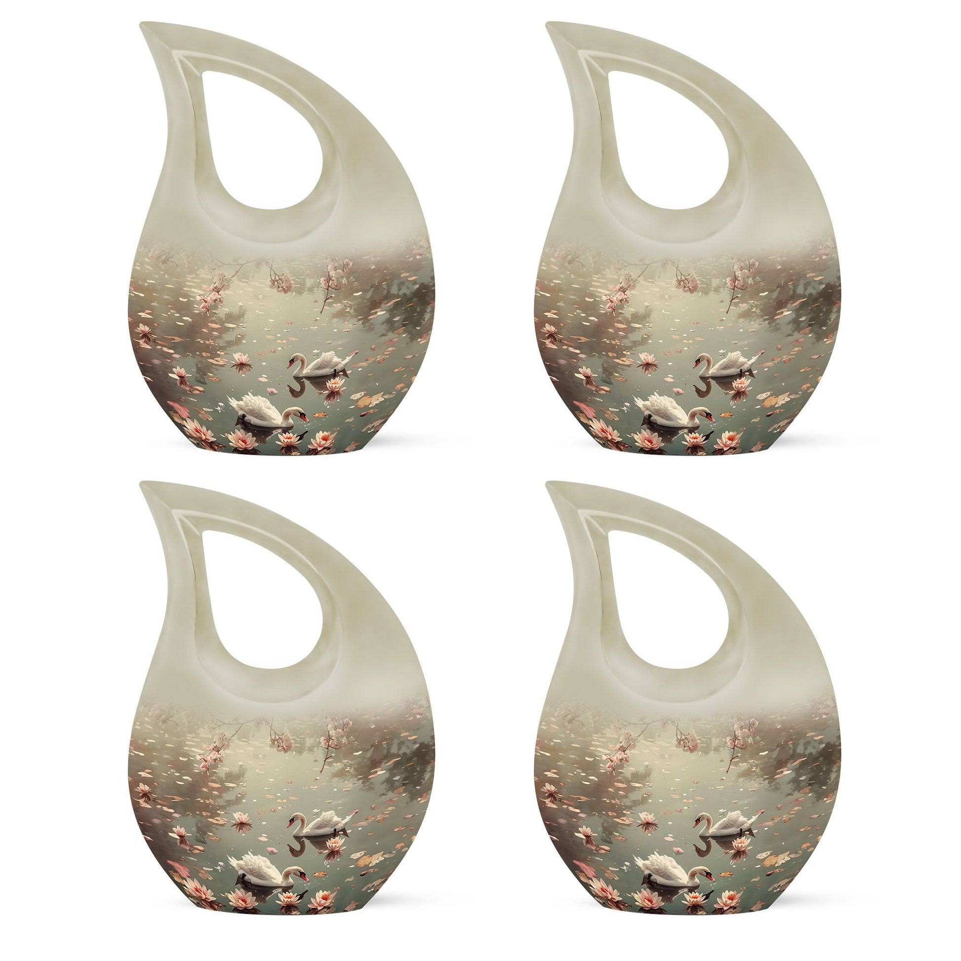 10-inch Swan Urn with a Cross Drop design for ashes