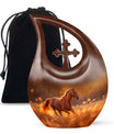 10-inch Running Horse Cross Drop Design Memorial Urn