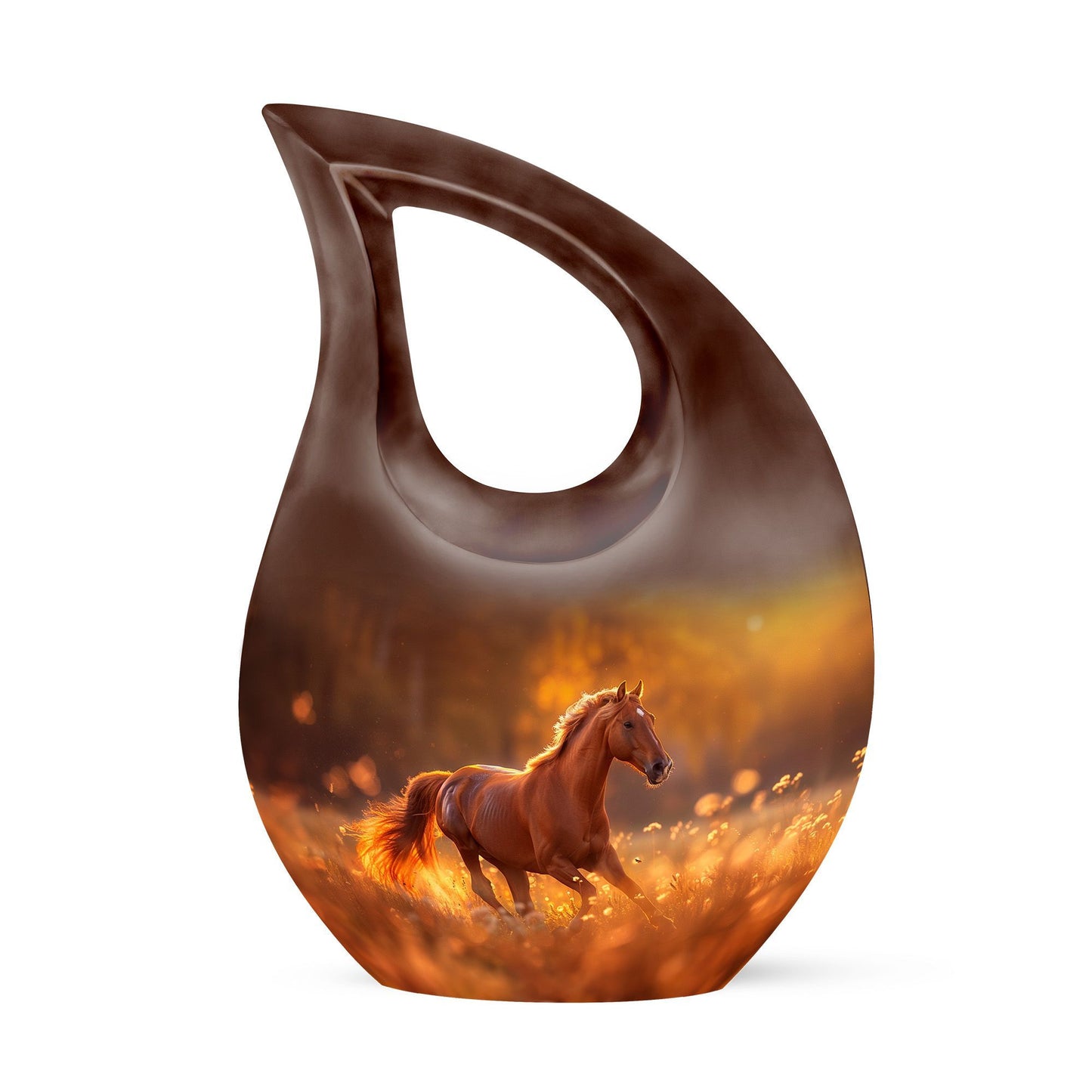 10-inch Running Horse Cross Drop Design Memorial Urn