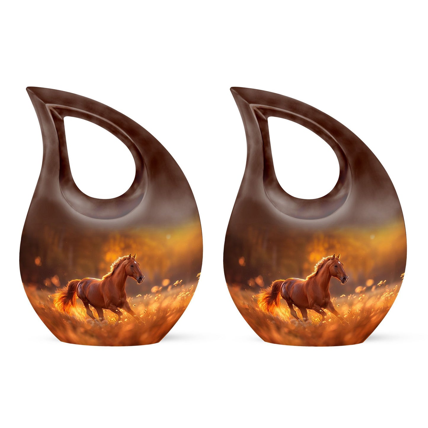 10-inch Running Horse Cross Drop Design Memorial Urn