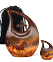 10-inch Running Horse Cross Drop Design Memorial Urn