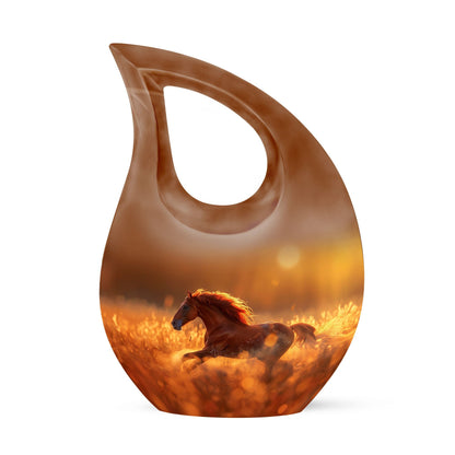 10 inch Running Horse Urn with Cross Drop design