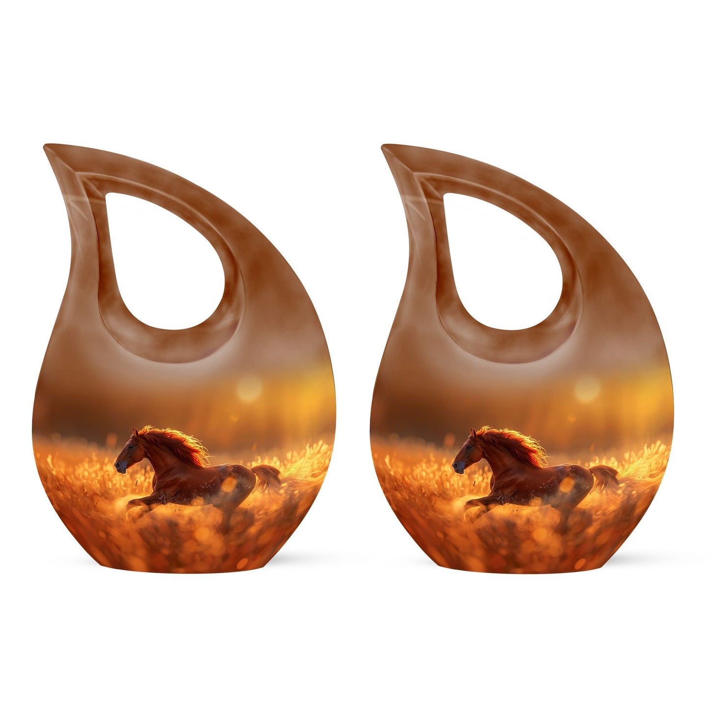 10 inch Running Horse Urn with Cross Drop design