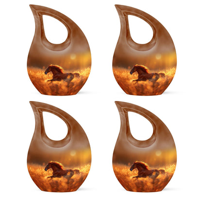 10 inch Running Horse Urn with Cross Drop design