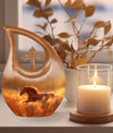 10 inch Running Horse Urn with Cross Drop design