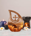 10 inch Running Horse Urn with Cross Drop design