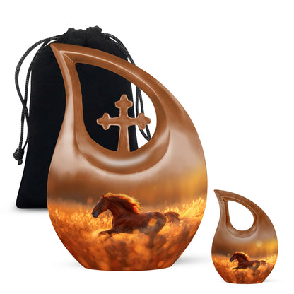 Personalized Horse Cremation Urn for Adult - 10-inch, 200 cu in - Yatskia